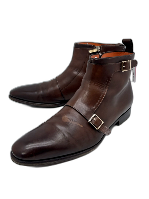 Santoni Shoe Size 11 Brown Leather Buckle Detail Ankle High Men's Shoes Brown / 11
