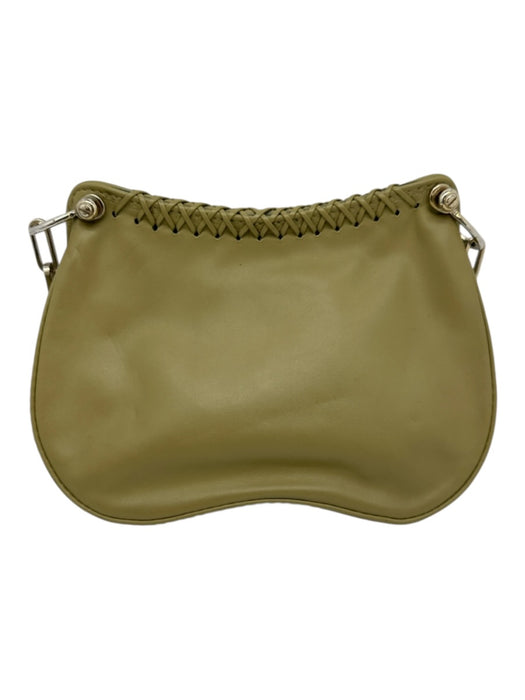 Callista Beige Green Leather Flap Crossbody Bag Beige Green / XS