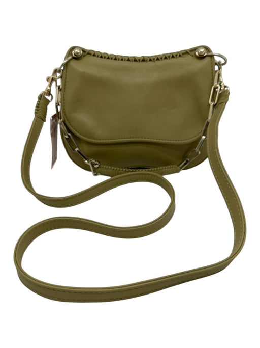 Callista Beige Green Leather Flap Crossbody Bag Beige Green / XS