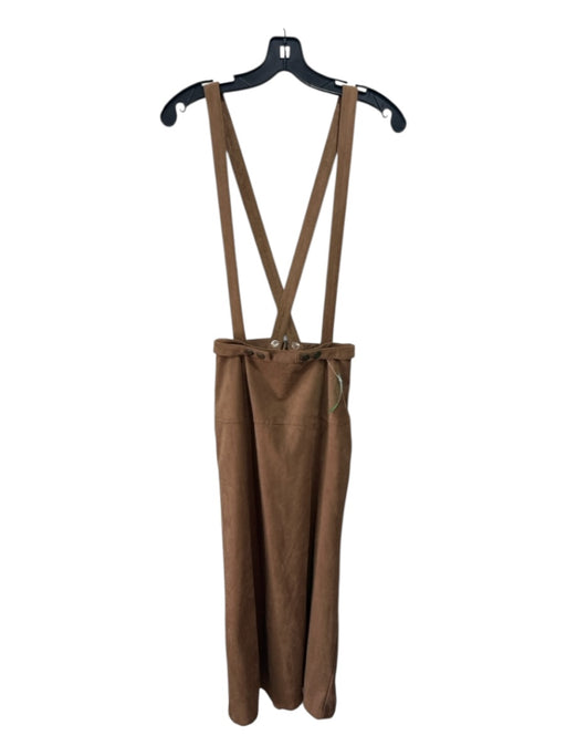 By Anthropologie Size Small Tan Brown Polyester Blend Faux Suede Side Slit Skirt Tan Brown / Small