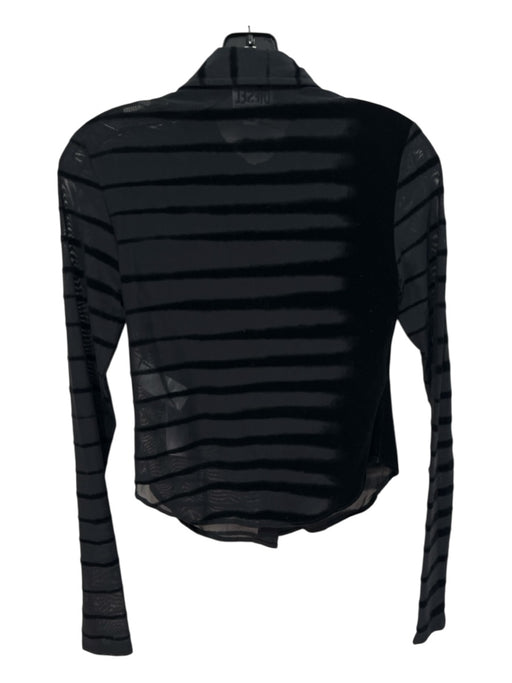 Diesel Size Small Black Nylon & Spandex Sheer Velvet Stripe Button Down Top Black / Small