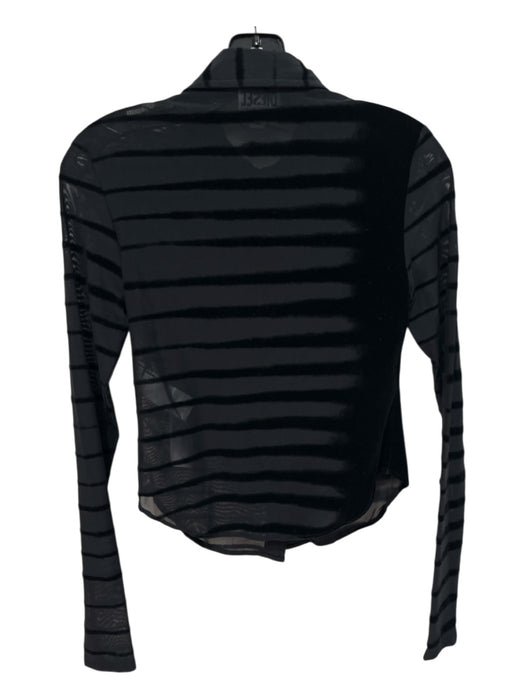 Diesel Size Small Black Nylon & Spandex Sheer Velvet Stripe Button Down Top Black / Small