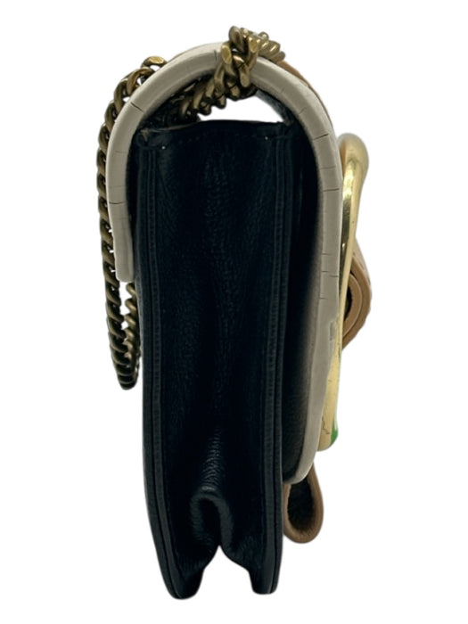 See By Chloe Cream, White, Black Leather Gold Tone Hardware Chain Strap Bag Cream, White, Black / Small