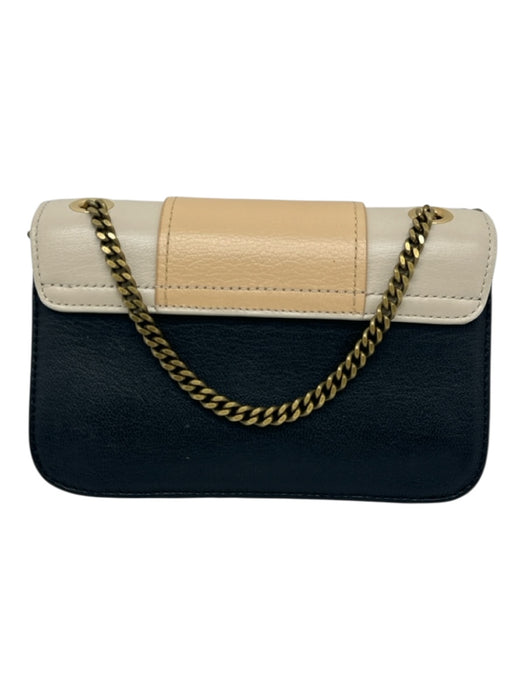 See By Chloe Cream, White, Black Leather Gold Tone Hardware Chain Strap Bag Cream, White, Black / Small