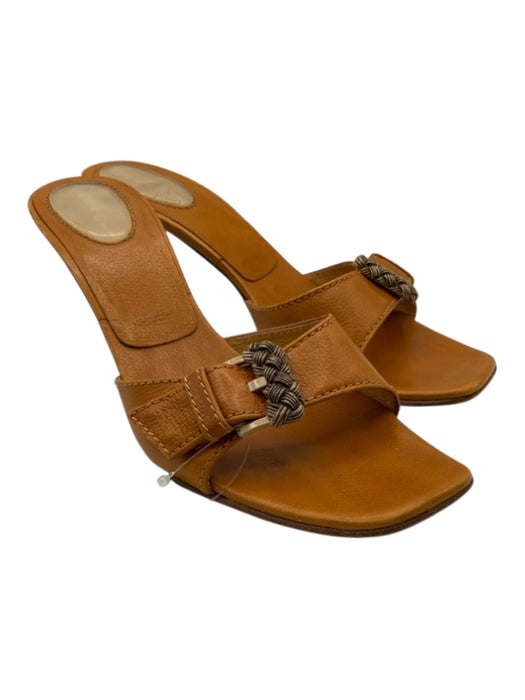 Casadei Shoe Size 8.5 Mustard Yellow Leather Kitten Heel Buckle Square Toe Heels Mustard Yellow / 8.5