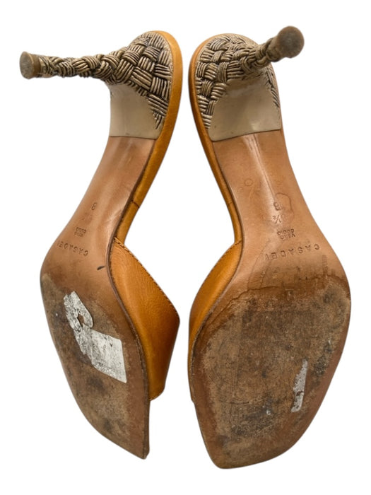 Casadei Shoe Size 8.5 Mustard Yellow Leather Kitten Heel Buckle Square Toe Heels Mustard Yellow / 8.5