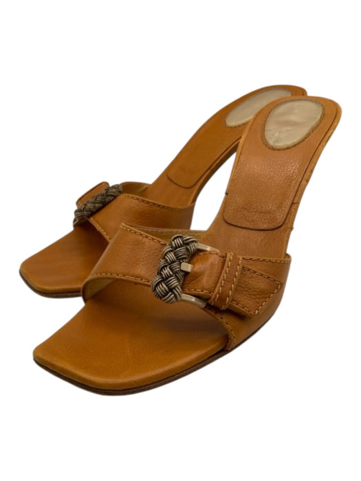 Casadei Shoe Size 8.5 Mustard Yellow Leather Kitten Heel Buckle Square Toe Heels Mustard Yellow / 8.5