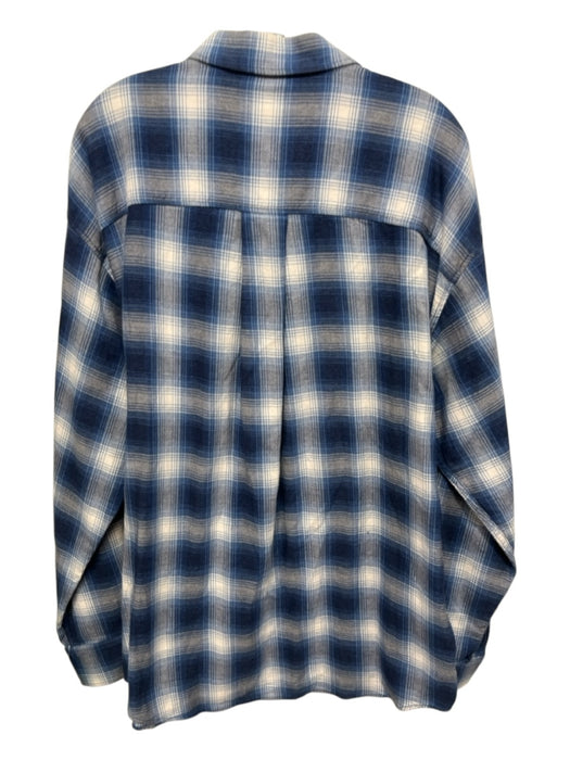 Dsquared Size 54 Blue & White Cotton Plaid Button Up Men's Long Sleeve Shirt Blue & White / 54