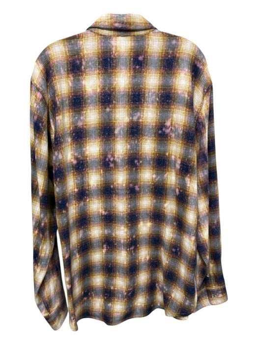 Purple - Brand Size XXL Beige & Pink Cotton Blend Plaid Men's Long Sleeve Shirt Beige & Pink / XXL