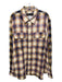 Purple - Brand Size XXL Beige & Pink Cotton Blend Plaid Men's Long Sleeve Shirt Beige & Pink / XXL