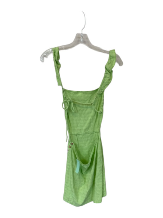 Free People Size Est S Lime Green Cotton Blend Spaghetti Strap Crinkle Dress Lime Green / Est S