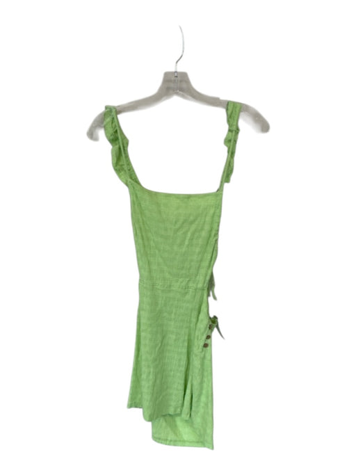 Free People Size Est S Lime Green Cotton Blend Spaghetti Strap Crinkle Dress Lime Green / Est S