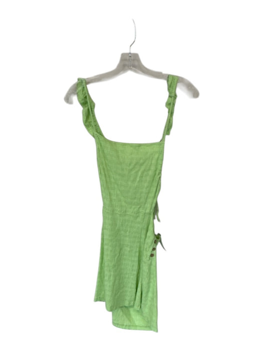 Free People Size Est S Lime Green Cotton Blend Spaghetti Strap Crinkle Dress Lime Green / Est S