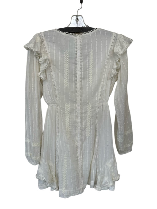 Free People Size 0 Ivory Cotton Long Sleeve Embroidered Lace Trim Dress Ivory / 0