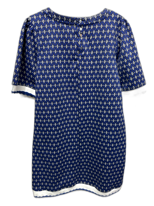 Voy Size M Blue, White, Multi Polyester & Rayon All Over Print Dress Blue, White, Multi / M