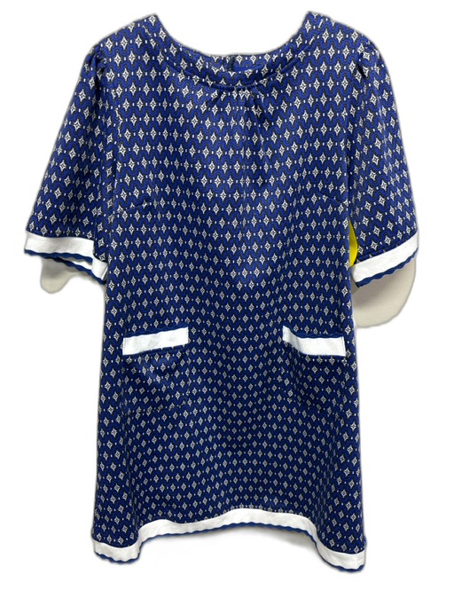 Voy Size M Blue, White, Multi Polyester & Rayon All Over Print Dress Blue, White, Multi / M