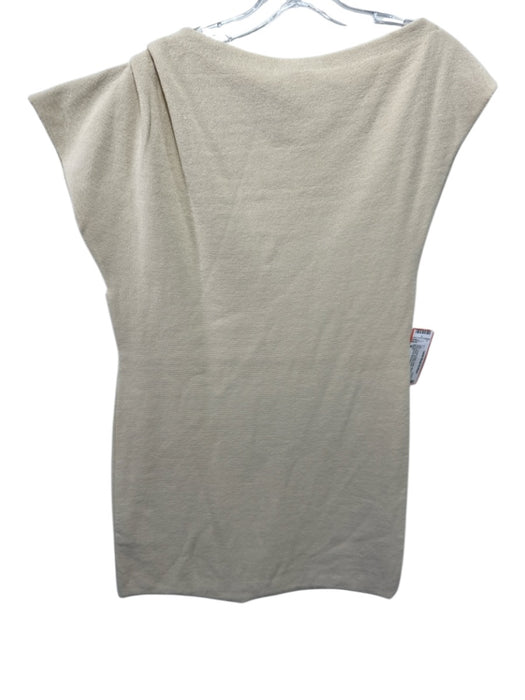 Dissh Size M Cream Beige Cotton Blend Knit Sleeveless Ruched Detail Top Cream Beige / M
