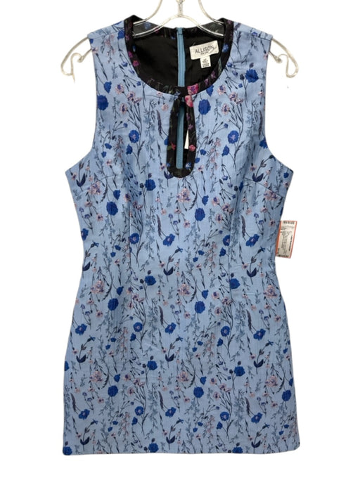 Allison Size S Blue Polyester Floral Sleeveless Cutout Back Zip Dress Blue / S
