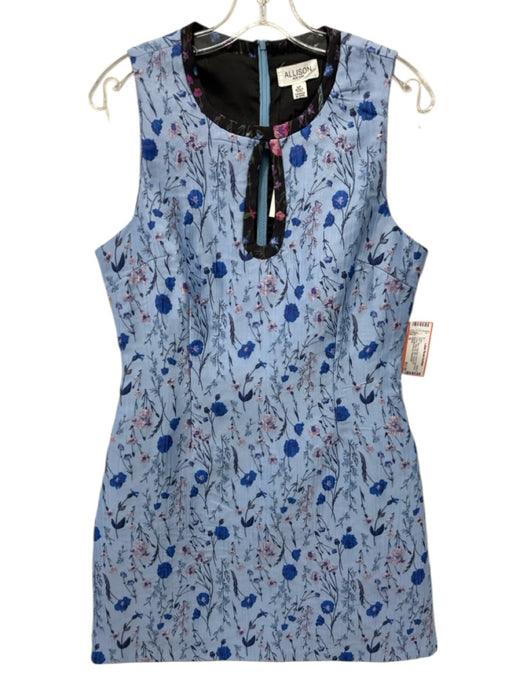 Allison Size S Blue Polyester Floral Sleeveless Cutout Back Zip Dress Blue / S