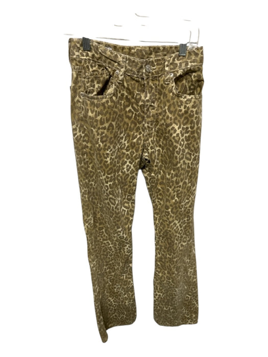Zara Size 2 Tan & brown Cotton High Waist Animal Print Jeans Tan & brown / 2