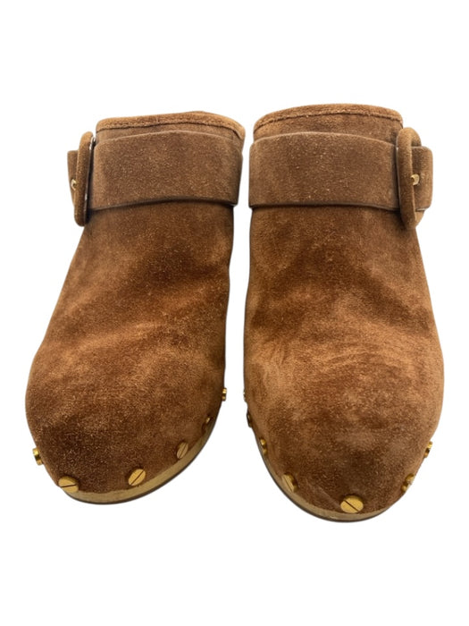 Veronica Beard Shoe Size 7.5 Black Suede & Leather Gold Studs Mule Clog Pumps Black / 7.5