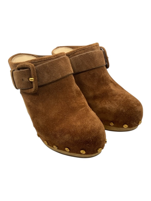 Veronica Beard Shoe Size 7.5 Black Suede & Leather Gold Studs Mule Clog Pumps Black / 7.5