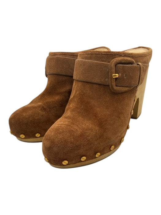 Veronica Beard Shoe Size 7.5 Black Suede & Leather Gold Studs Mule Clog Pumps Black / 7.5