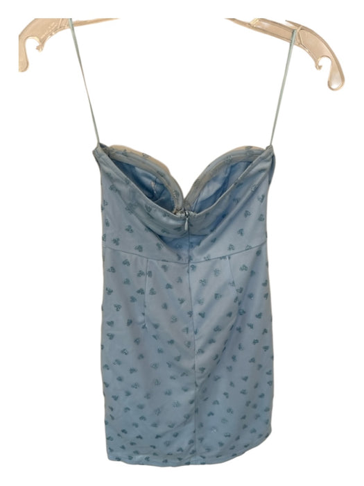 Superdown Size S Baby Blue Strapless Mesh Overlay Hearts Glitter Dress Baby Blue / S