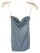 Superdown Size S Baby Blue Strapless Mesh Overlay Hearts Glitter Dress Baby Blue / S