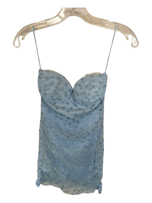 Superdown Size S Baby Blue Strapless Mesh Overlay Hearts Glitter Dress Baby Blue / S