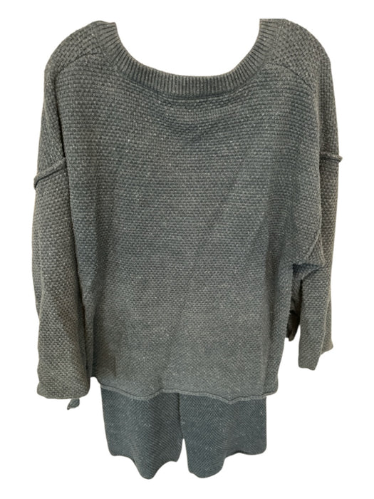 FP Movement Size XS Navy Cotton Elastic Waist Waffle Long Sleeve Lounge Pant Set Navy / XS