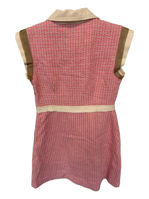 Maeve Size 00P Pink & Tan Cotton Blend Cap Sleeve Tweed Front Zip GHW Dress Pink & Tan / 00P