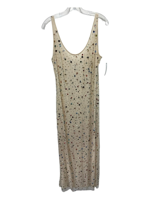 Let Me Be Size L Nude & Multicolor Polyamide Embellished Sleeveless Dress Nude & Multicolor / L