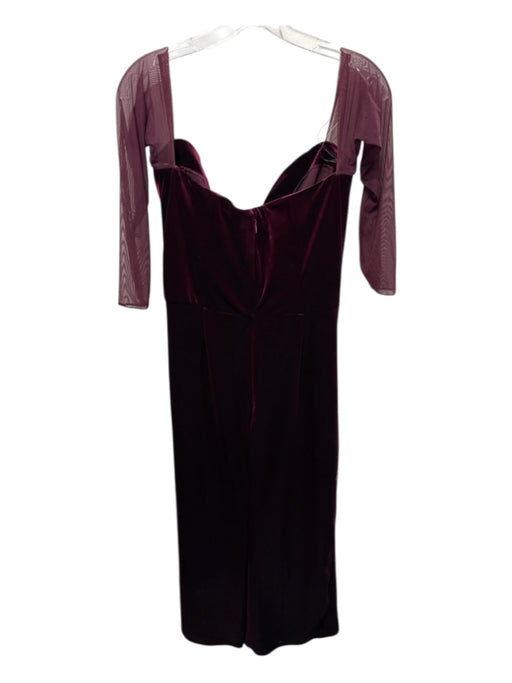 House of CB Size L Wine Red Polyamide Velvet Sheer Detail Strapless Midi Dress Wine Red / L
