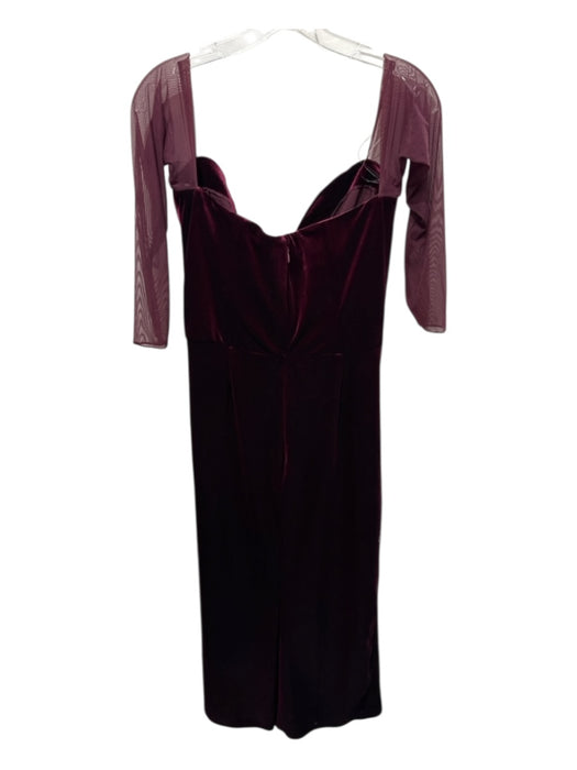 House of CB Size L Wine Red Polyamide Velvet Sheer Detail Strapless Midi Dress Wine Red / L