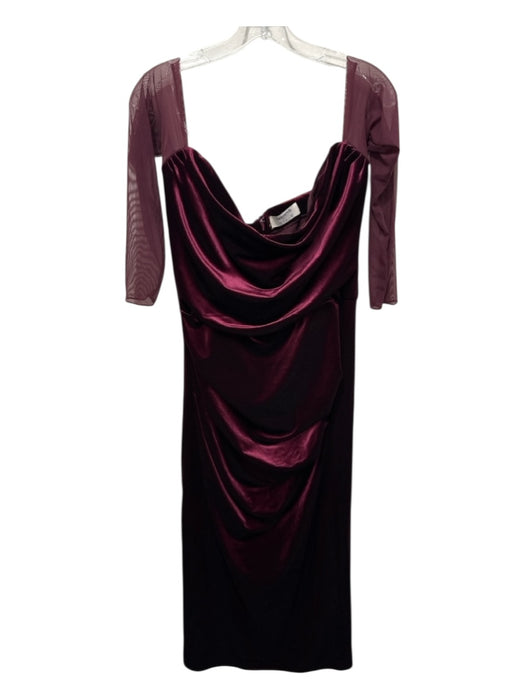 House of CB Size L Wine Red Polyamide Velvet Sheer Detail Strapless Midi Dress Wine Red / L