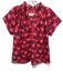 Rungolee Size S Red, Blue & Pink Cotton Short Sleeve Floral Smock Neck Top Red, Blue & Pink / S