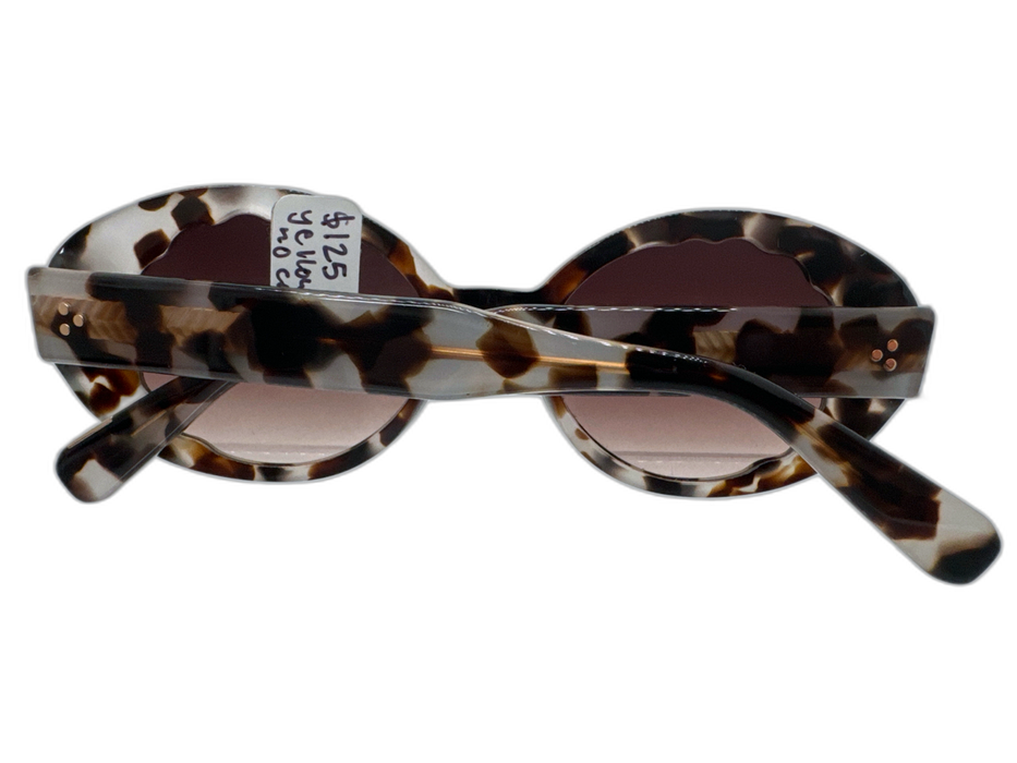 Krewe Brown & Gray Acetate Tortoiseshell Oval Scallop Detail Sunglasses Brown & Gray