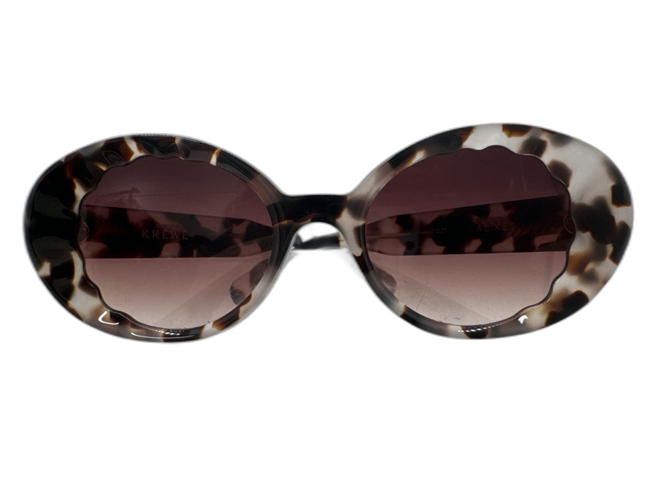 Krewe Brown & Gray Acetate Tortoiseshell Oval Scallop Detail Sunglasses Brown & Gray