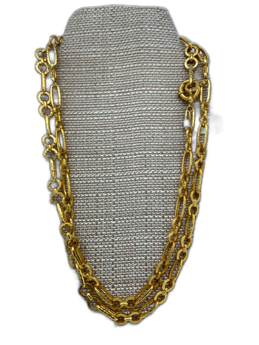 Julie Vos Gold Tone 24K Gold Plated Chain Link Circle Clasp Long Necklace Gold Tone