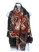 Lafayette 148 Black, Green, Orange Painted Paisley Semi Sheer Square scarf Black, Green, Orange / One Size
