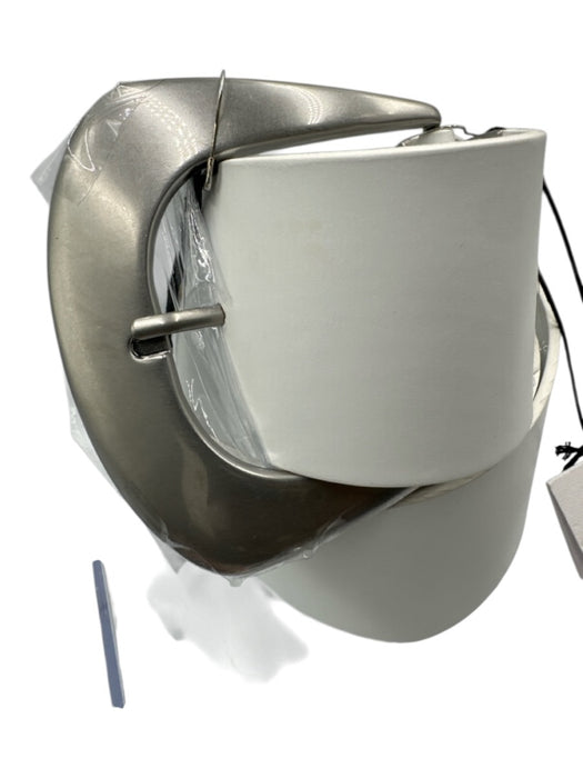 IRO White & Silver Leather Oversized Buckle Wide Belts White & Silver / 80