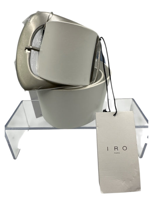 IRO White & Silver Leather Oversized Buckle Wide Belts White & Silver / 80