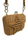 SERPUI Beige Wicker Woven Star Hinge Open Hand Bag Beige