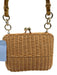 SERPUI Beige Wicker Woven Star Hinge Open Hand Bag Beige