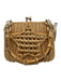 SERPUI Beige Wicker Woven Star Hinge Open Hand Bag Beige
