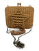 SERPUI Beige Wicker Woven Star Hinge Open Hand Bag Beige