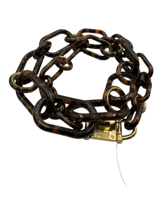 Michael Kors Brown & Gold Tone Resin & Metal Tortoiseshell Graduated Necklace Brown & Gold Tone