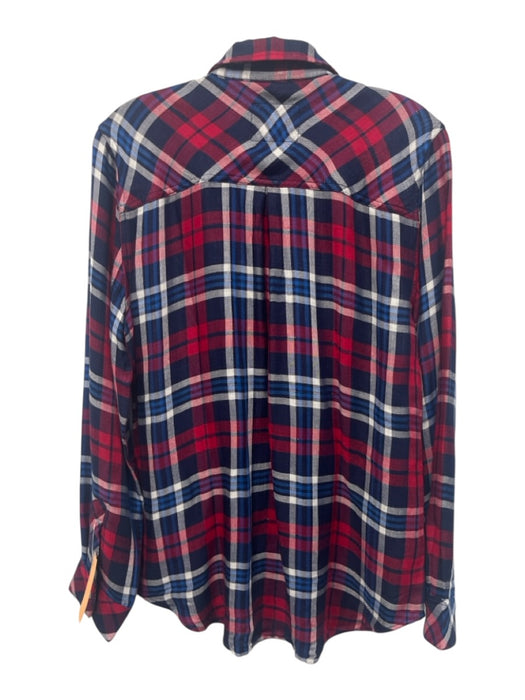 Rails Size M Navy, Red, White Lyocell & Rayon Long Sleeve Plaid Button Up Top Navy, Red, White / M