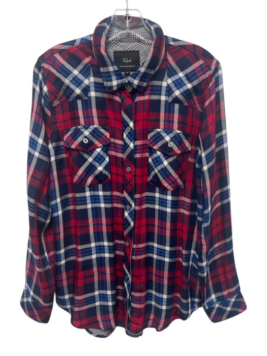 Rails Size M Navy, Red, White Lyocell & Rayon Long Sleeve Plaid Button Up Top Navy, Red, White / M